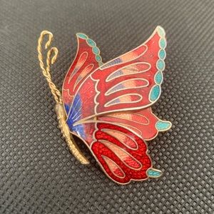 Cloisonné Enamel Butterfly Brooch